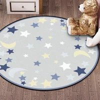cartoon simple blue white and yellow moon star living room bedroom basket chair non slip round mat carpet