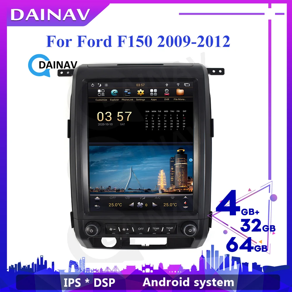 

Автомагнитола на Android с GPS-навигацией для FORD F150 2009-2012, автомобильный мультимедийный DVD-плеер в стиле Tesla, вертикальный экран, 2din