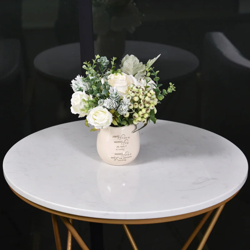 Скандинавский Шелковый цветок для гостиной керамическая ваза украшение