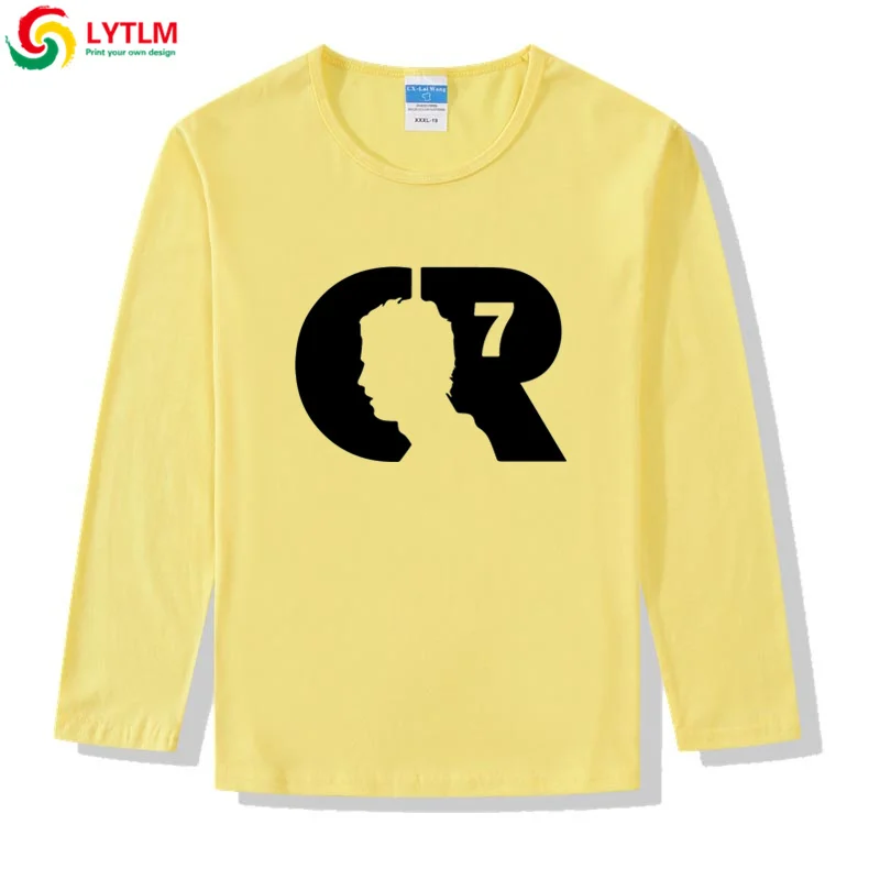 LYTLM Cristiano Ronaldo/Одежда для мальчиков Осенняя футболка с длинными рукавами Детская рубашка для мальчиков CR7 брендовые хлопковые топы для мальчиков, Roupa Menina, зима - Цвет: CX LYCRA Maize