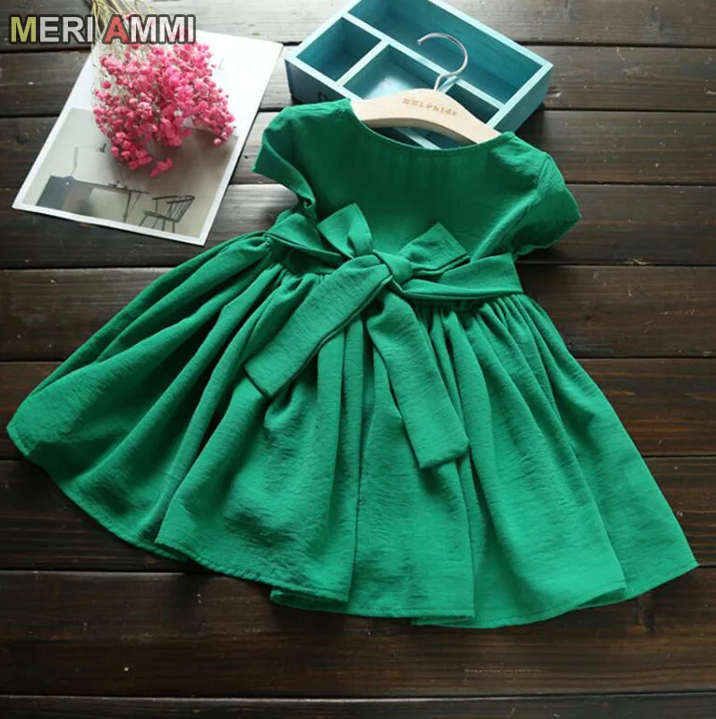 MERI AMMI/детская одежда для девочек красно-зеленые платья с короткими рукавами От 2