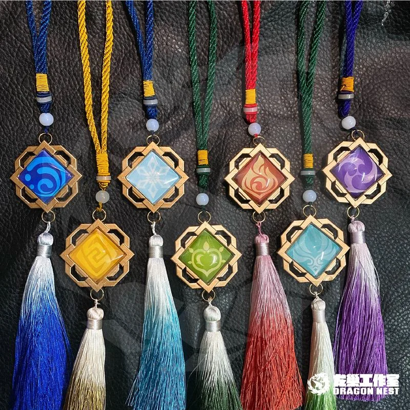 

Game Genshin Impact Eye of God Double-Sided Tassel Pendant Cospaly Unisex Handmade Accessories Props Fashion Xmas Birthday Gifts
