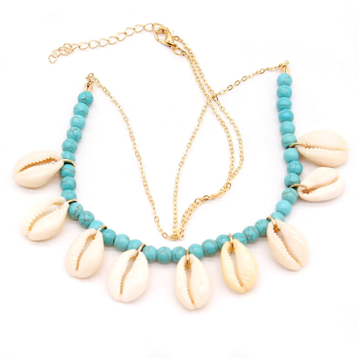 Fashion Natural Shell Pendant Long Chain Necklace Women Stone Beads Creative Choker Bohemian Jewelry | Украшения и аксессуары