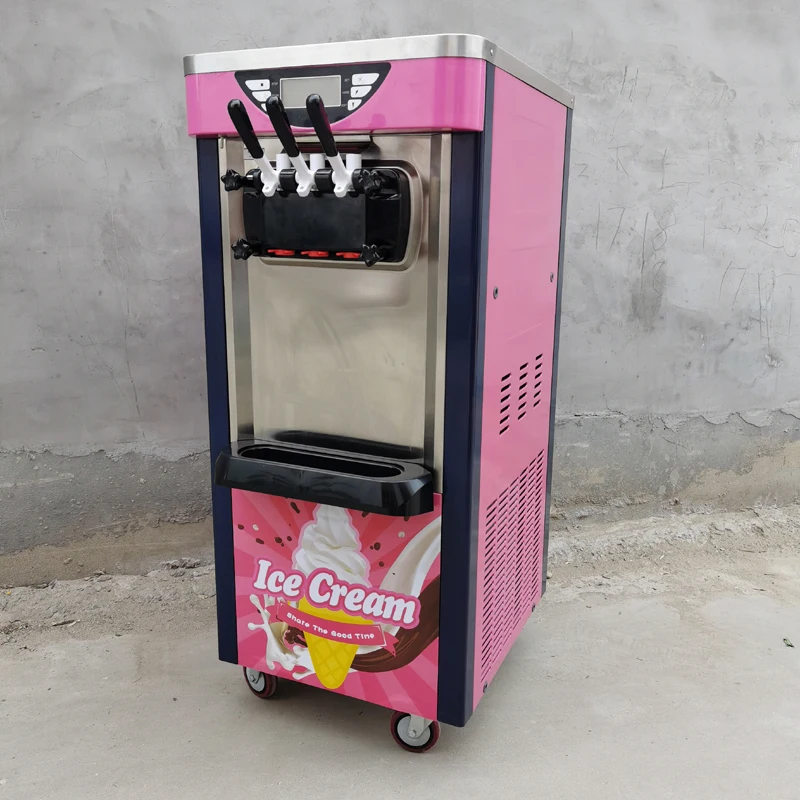 

Commercial Ice Cream Makers 3 Flavors Soft Ice Cream Machine Stainless Steel Ice Cream Vending Machine