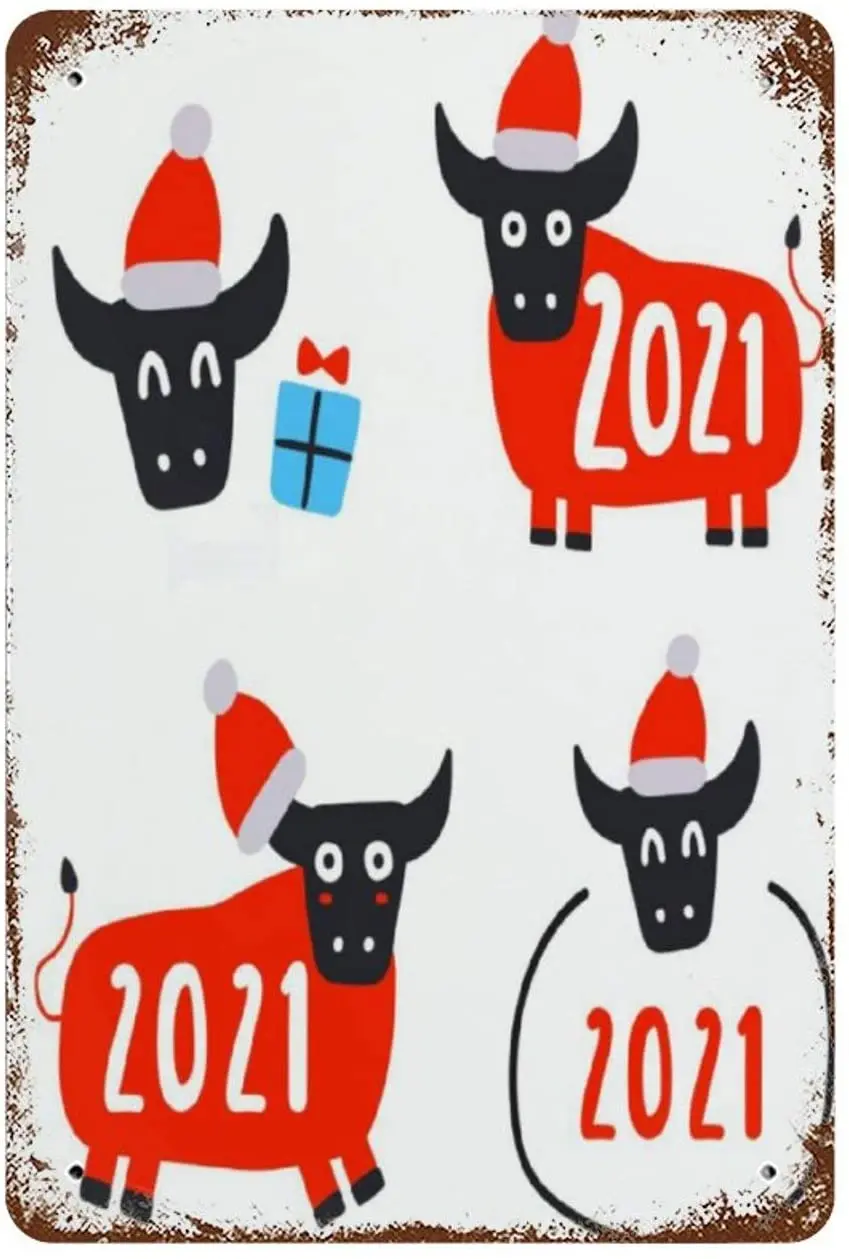 

2021 новый год милый мультяшный год OxFunny грузовик Ретро винтажный бар металлический жестяной знак плакат стильное настенное искусство бар ук...