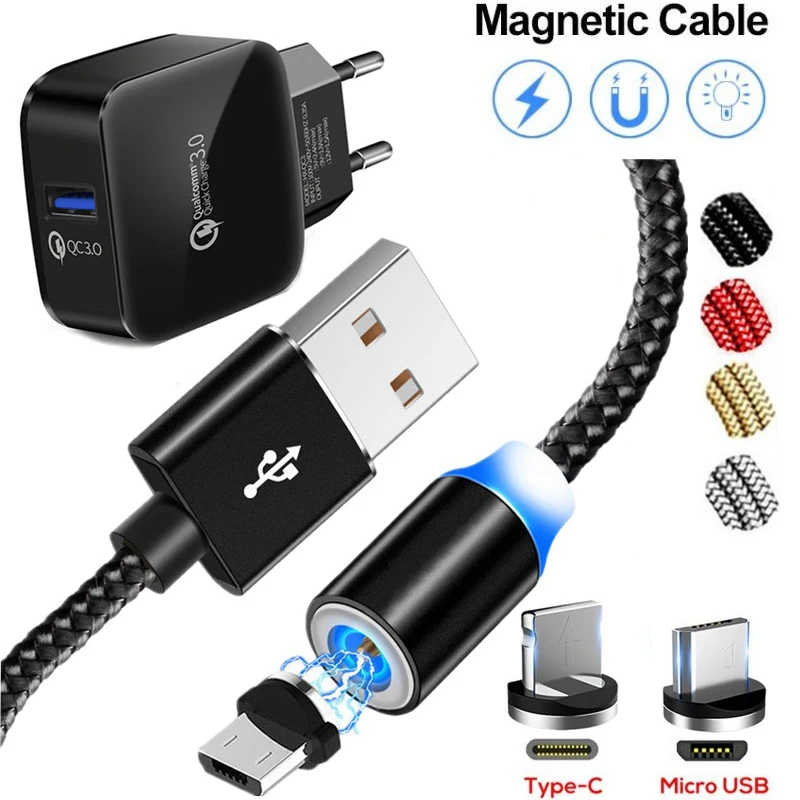 Магнитный кабель USB Type C Micro для Samsung J3 J5 J7 Redmi 7 Huawei P20 P30 LG alcatel Oukitel C8 QC 3 0 быстрая