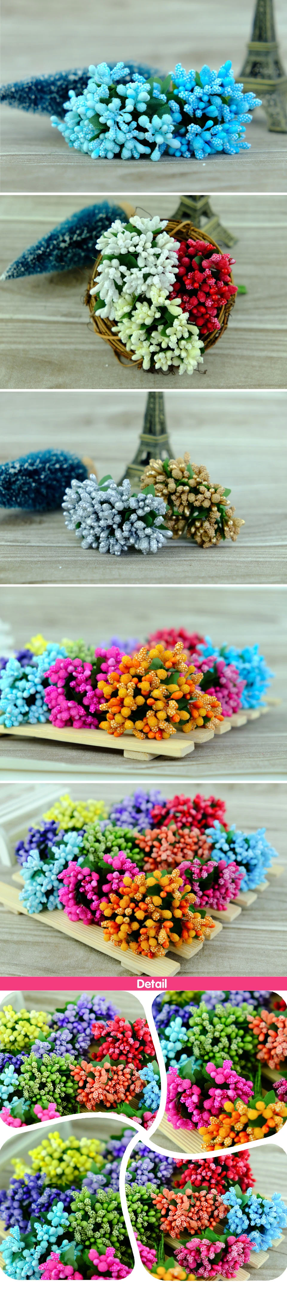 12 шт искусственная тычинка, бутон, ягоды DIY ремесла цветок для свадебной вечеринки Украшение коробки для конфет Скрапбукинг имитация венков цветы