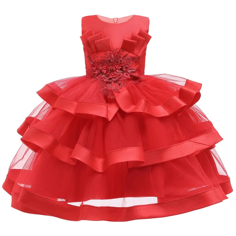 Flower Girls Dresses for Birthday Party Clothes Lace Pageant Baby Girls Sleeveless Princess Wedding Children Prom Gowns