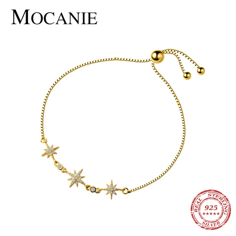 

Mocanie New 925 Sterling Silver Glittering Zircon Star Box Chain Bracelet for Women Luxury Wedding Engagement Fine Jewelry Gift