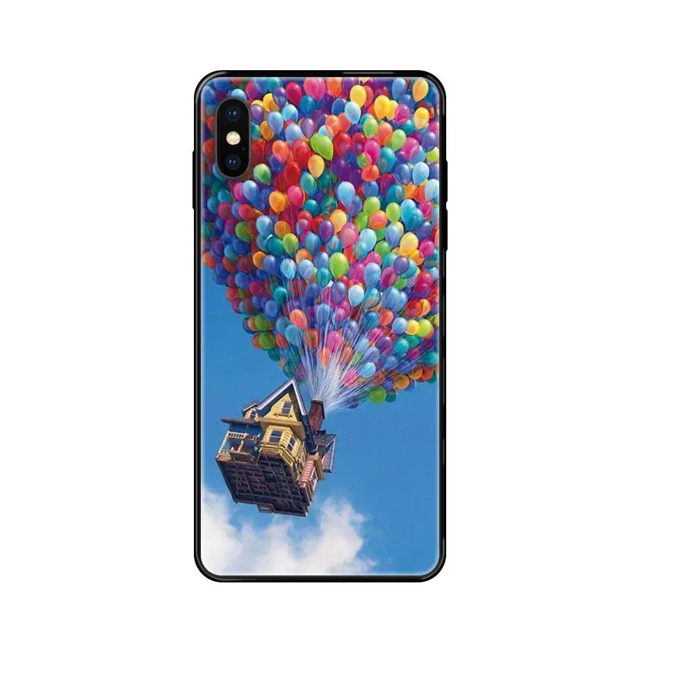 Мягкий ТПУ Черный Стильный чехол Pixar Up Flying House для Redmi Note 4 5 5A 6 7 8T 9 9S Pro Max | Мобильные