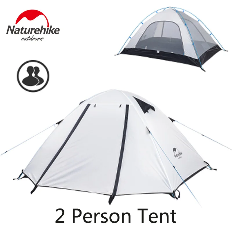 2 Persons White NatureHike обновленная P серия UPF 50+ 2 3 4 человека Сверхлегкий 210T полиэстер ткань двухслойный открытый тент для путешествий, кемпинга - Цвет: 2 Persons White