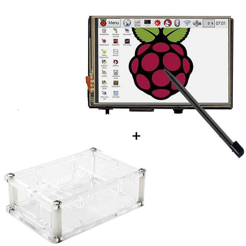 Raspberry Pi 4/3 Model B 3 5 &quotсенсорный ЖК-дисплей Прозрачный Акриловый чехол стилус |