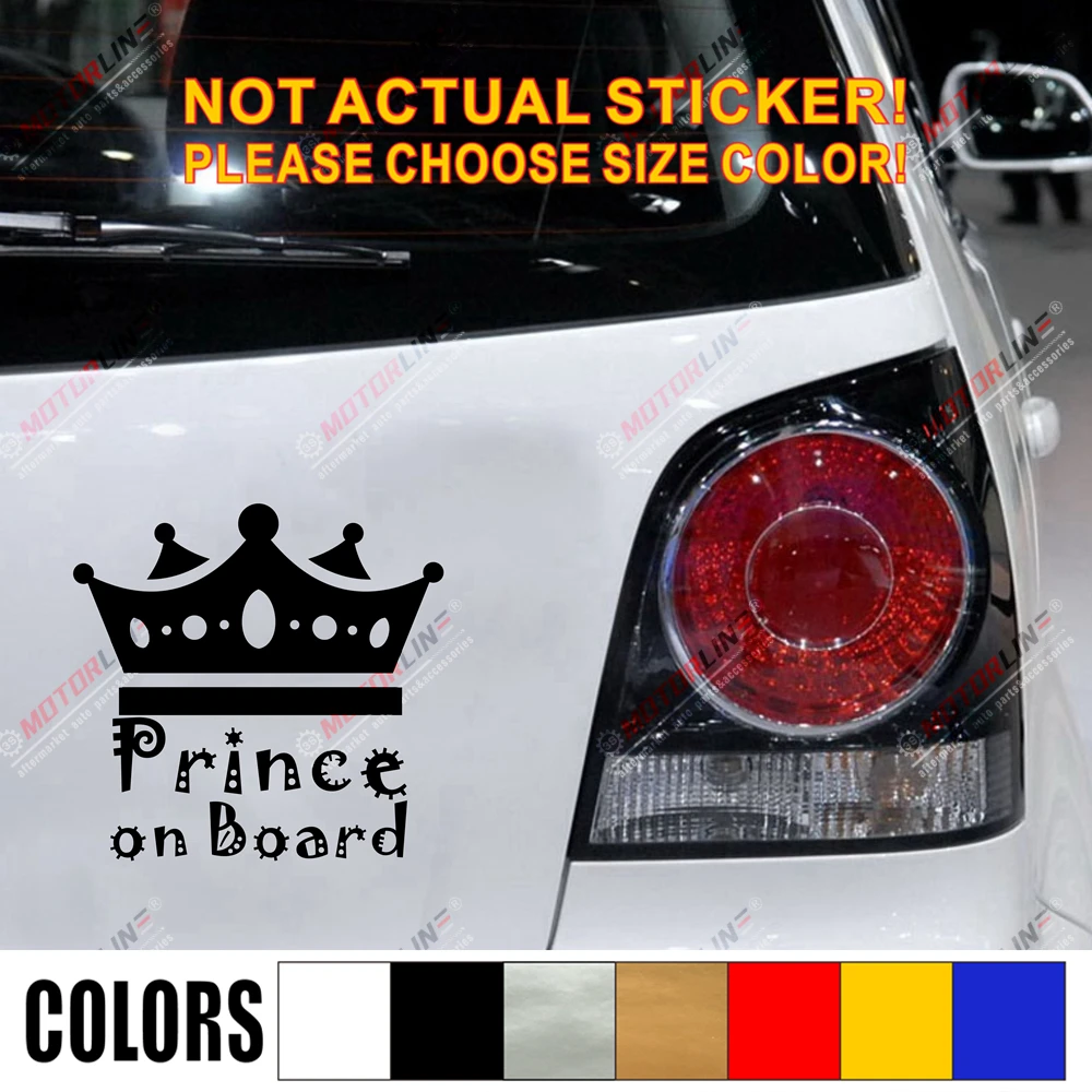 Принц на борту корона ребенок в машине Виниловая наклейка для грузовика стикер