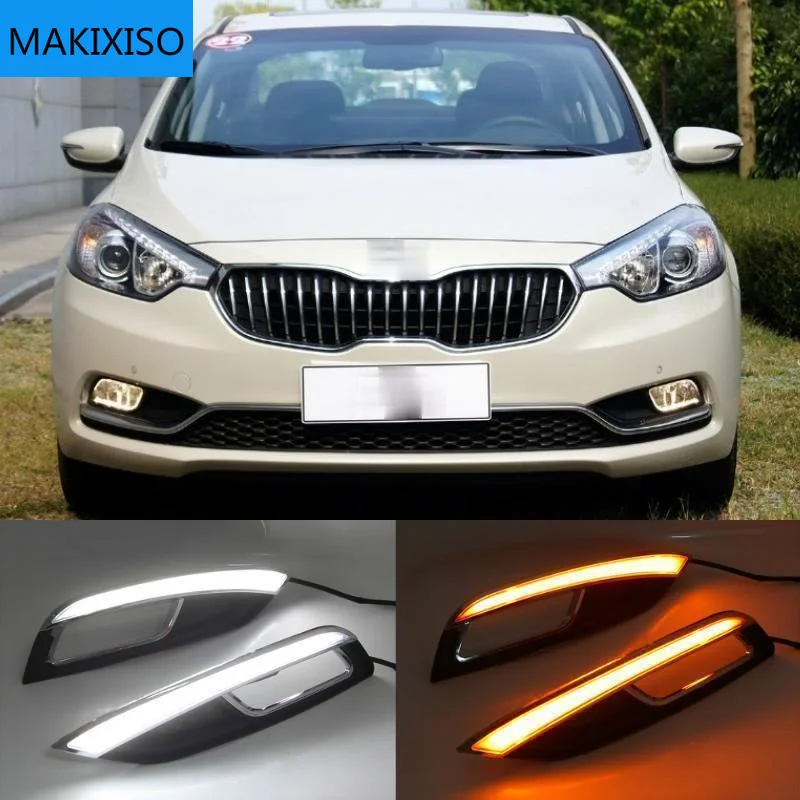 2Pcs LED Daytime Running Light For Kia K3 Cerato 2013 2014 2015 2016 Turn Signal Relay 12V Car DRL Fog Lamp Decoration