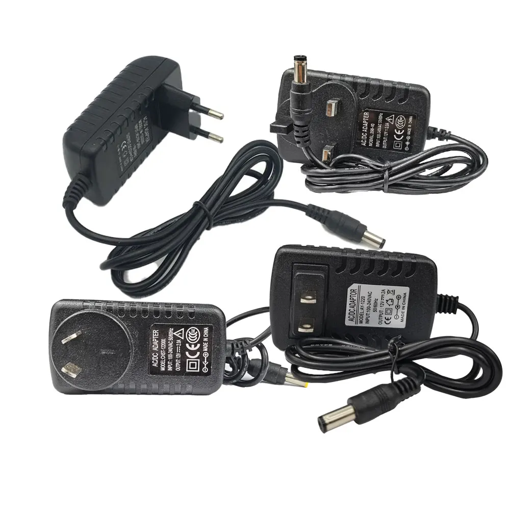 

Power Adapter AC to DC 100-240V Supply Charger 12V 2A US EU UK AU Plug 5.5 X 2.1mm