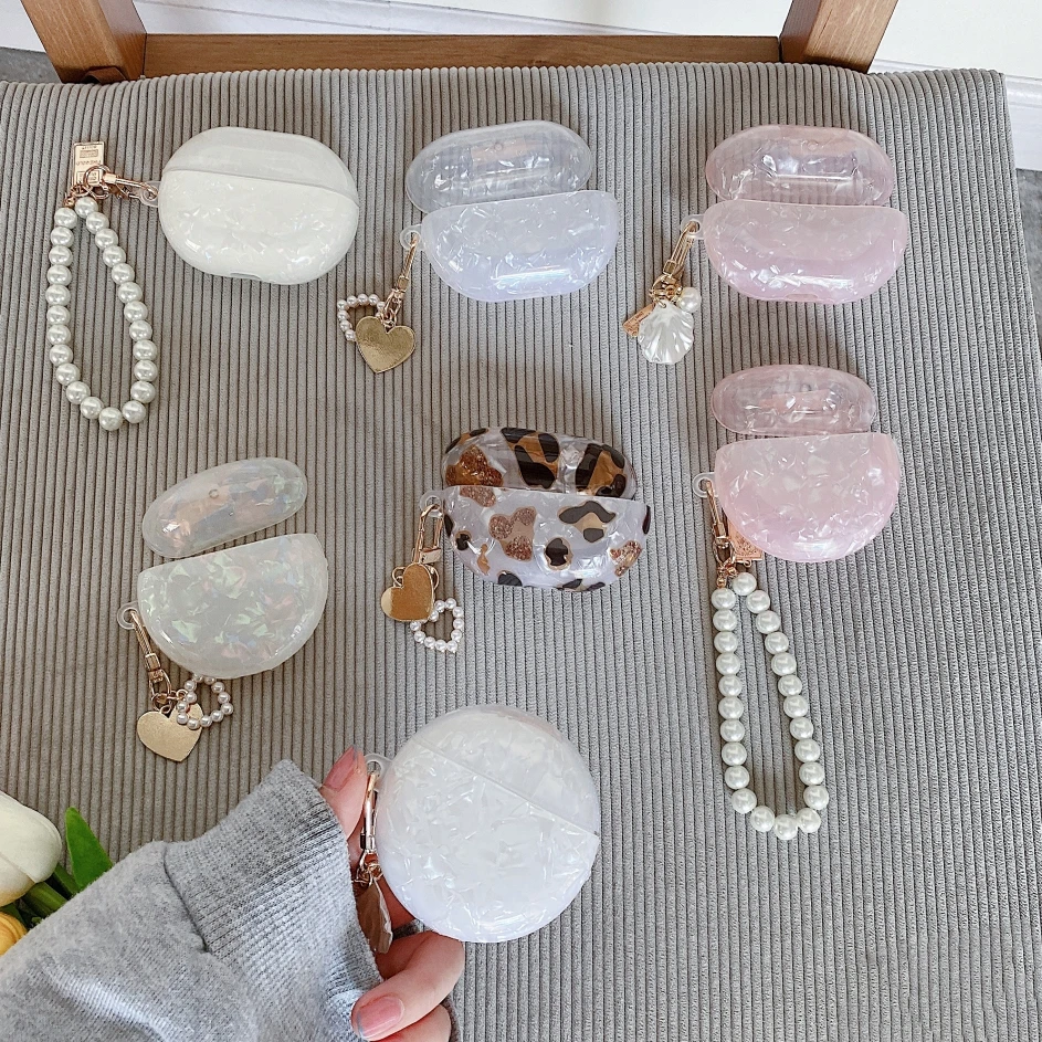 

Soft Earphone Cover For Huawei FreeBuds 3 FreeBuds3 Coque For Freebuds Pro Bluetooth Wireless Headset Pearl Shell Keychain Case