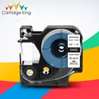 Лента с постоянными этикетками из полиэстера, 38 дюйма, 9 мм, женская, 18482, черная на белом, промышленная этикетка для Rhino 1000, 3000, 4200