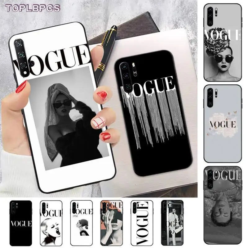 

TOPLBPCS Luxury fashion magazine VOGUE Soft Rubber Phone Cover for huawei P8 P9 p10 p20 P30 P40 pro lite psmart 2019