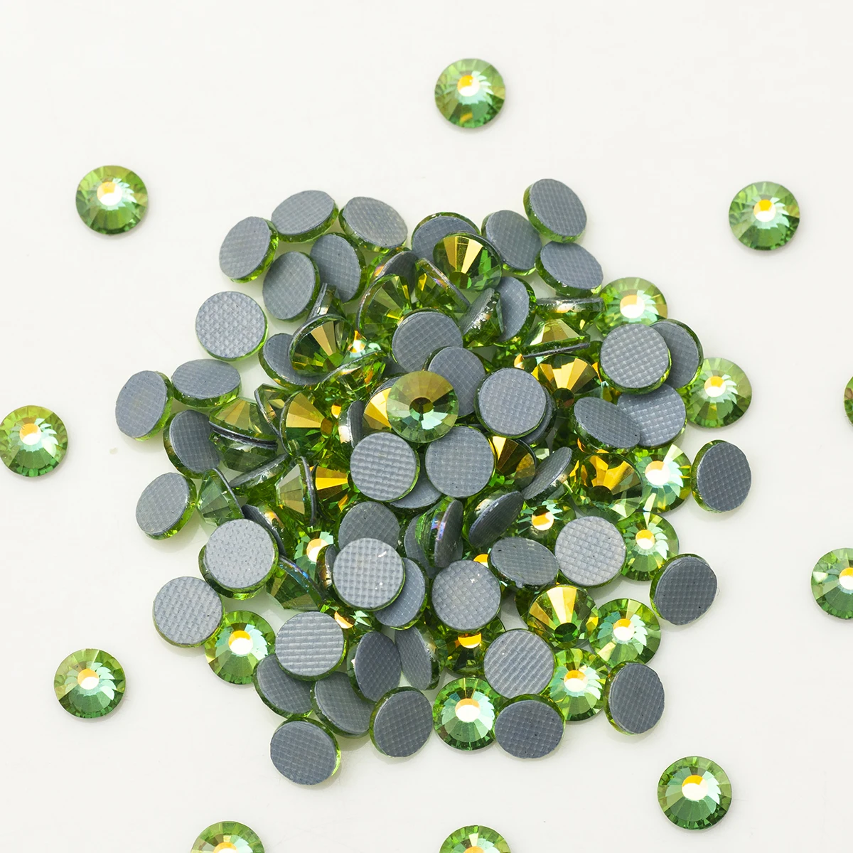 YANRUO 2058HF Peridot AB Стразы горячей фиксации с плоской спинкой кристаллы из железа|crystal