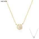 Длинная цепочка ANDYWEN из стерлингового серебра 925 пробы с золотым кольцом, Очаровательное ожерелье из циркония, новинка 2021, изящные женские роскошные ювелирные изделия