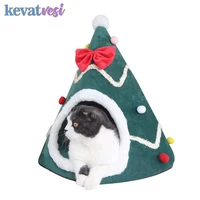 pet cat bed cute christmas tree shape dog bed house winter warm cat bed house soft pet tent puppy sleeping bed mat cama perro