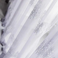 fashion pearls sequins embroidered white window curtains for living room luxury sheer curtains tulle bedroom veil wave cortinas