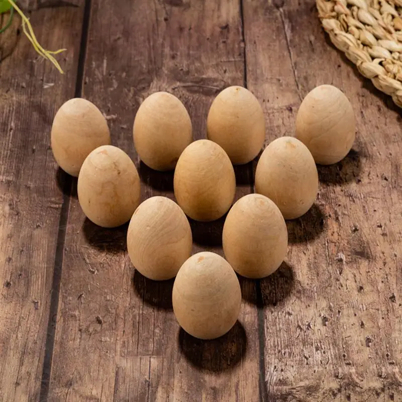 

20pcs Easter DIY Wooden Egg Adornments Drawing Egg Props for Kids Graffiti Egg