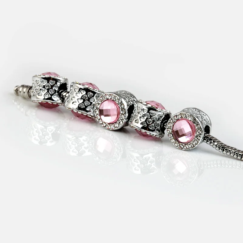 3 шт./партия серебристые розовые хрустальные бусины для изготовления ювелирных
