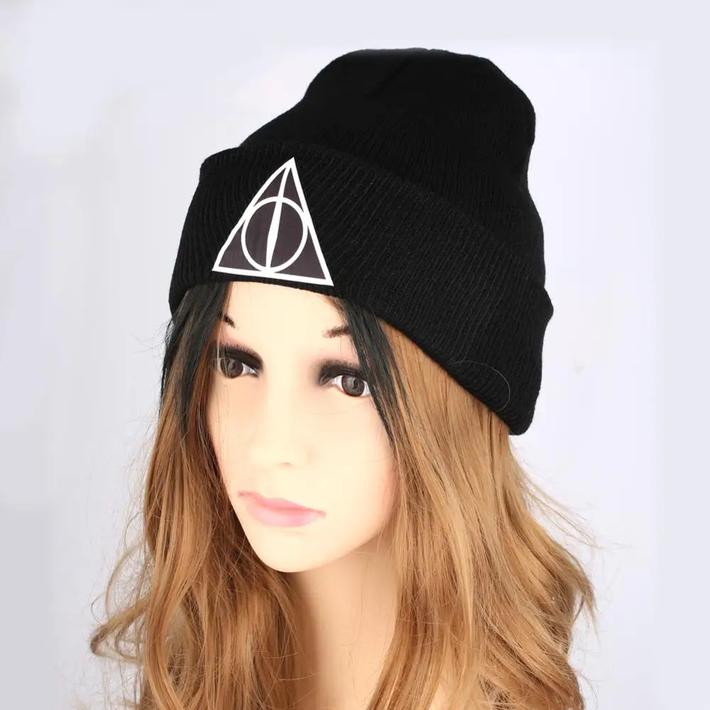Черная Шапка-бини волшебная фантазия и Дары смерти вязаные шапки для женщин
