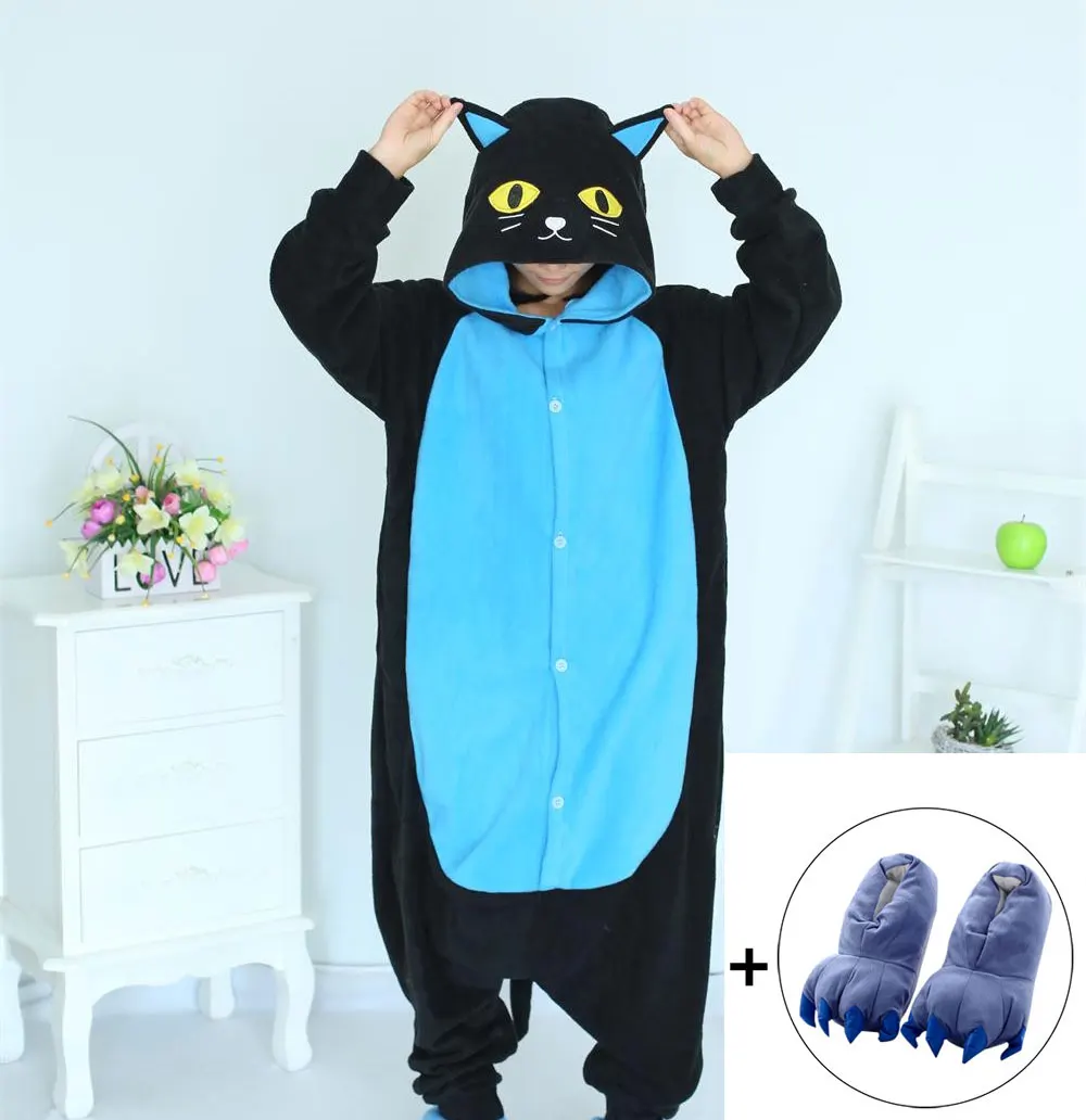 Кигуруми, Полуночный Кот, комбинезон, Черный кот, Пижама для унисекс, для взрослых, пижамы, косплей, костюм, животное, боди, одежда для сна, комбинезон - Цвет: as photo