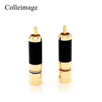 colleimage hifi 4pcs audio pure copper gold plated carbon fiber rca plug connector hi end