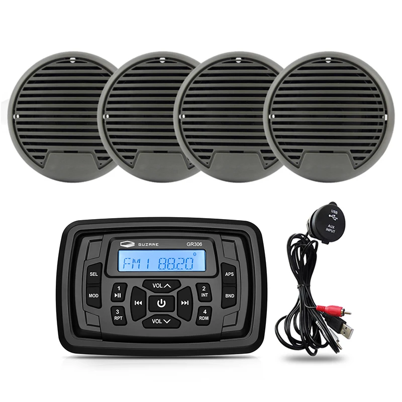 Морской Bluetooth стерео радио FM AM MP3 плеер аудиоприемник + 2 пары 3 дюйма