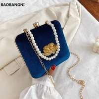 retro angel embossed shoulder bags women designer pearls handbags velvet box crossbody bag lady small purses