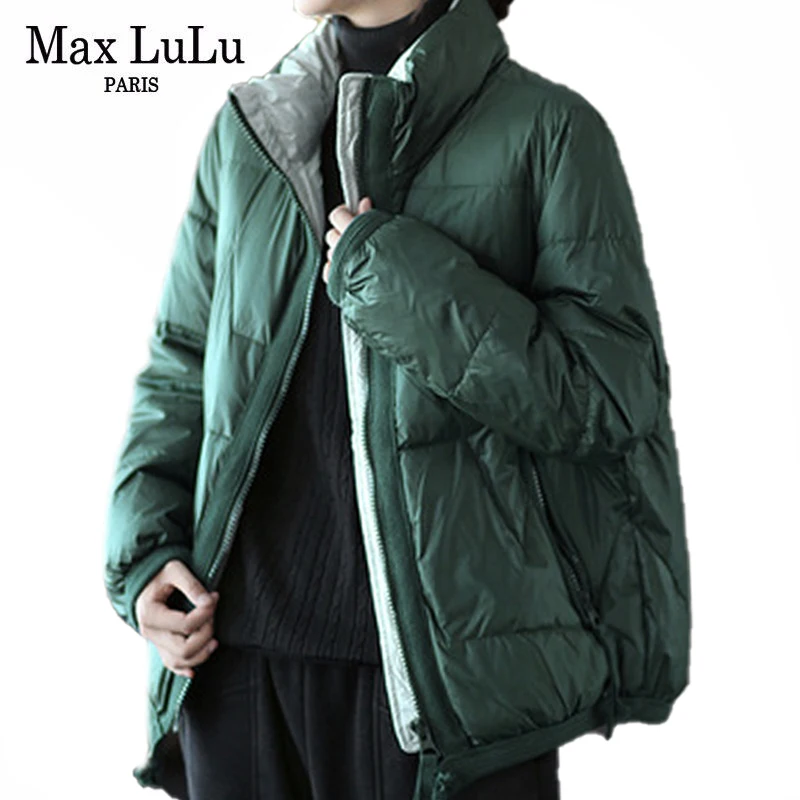 

Max LuLu 2021 Winter Womens Turtleneck Solid Design Duck Down Jacket Korean Style Padded Casual Parkas Warm Zipper Snow Clothes