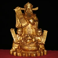 14tibet temple collection old bronze gilt real gold god of wealth arrives god of wealth statue golden boy and girl enshrine