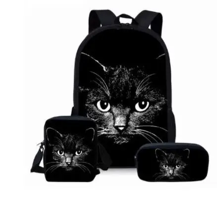 3 шт./компл. школьный рюкзак для детей 16 дюймов готический Moon Phase черный с принтом