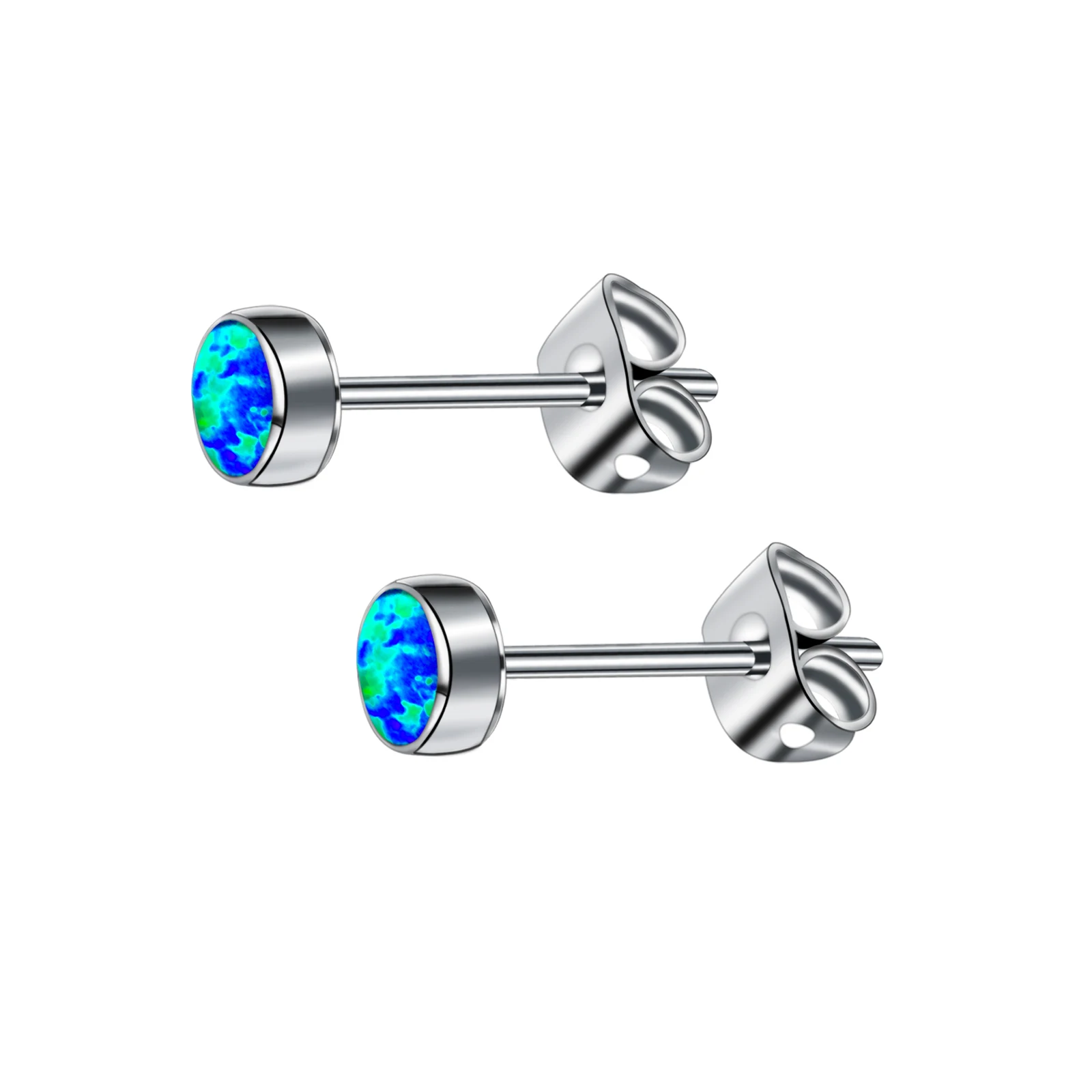 

Серьги-гвоздики G23 из титанового опала для женщин и девушек, гипоаллергенные серьги с камнем по месяцу рождения 4 мм, 5 мм для чувствительных ...