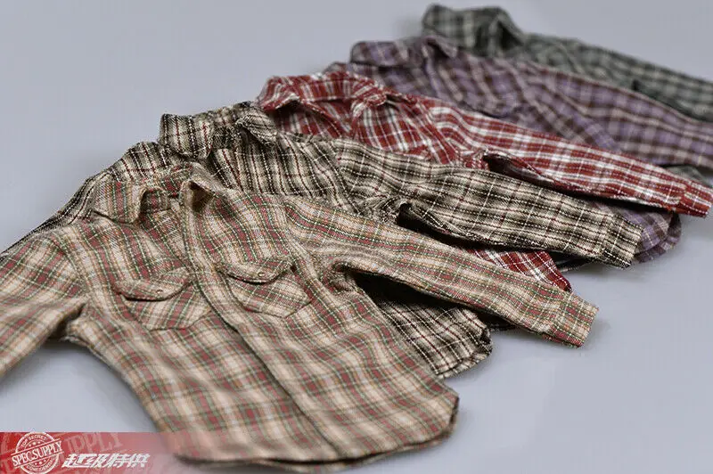 

Classic Retro Shirt 1/6 Scale Casual Trendy Plaid Shirt T-shirt Top Clothes for 12" Man and Women Soldier Figure Toys