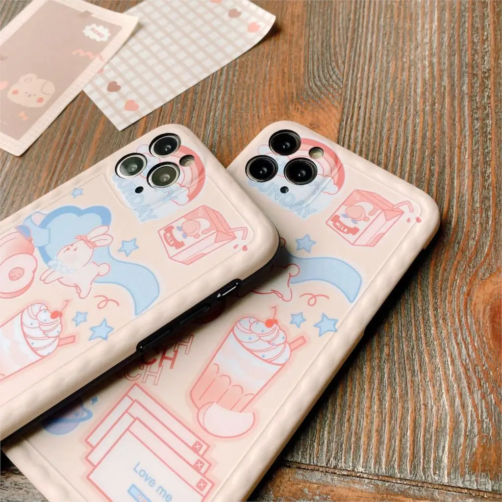 Мягкий чехол с милым мультяшным рисунком для iphone 11 pro max 7 8 plus X Xs XR защитный розовые