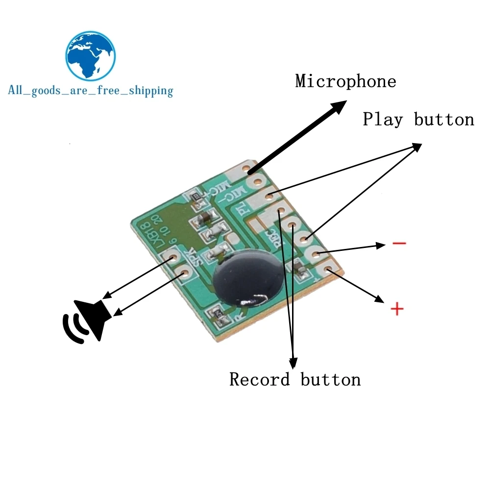 TZT ISD1806 6S звуковая записываемая микросхема IC Голосовая музыка говорящий рекордер модуль 8ohm динамик электронный подарок открытка 3-4,5 в
