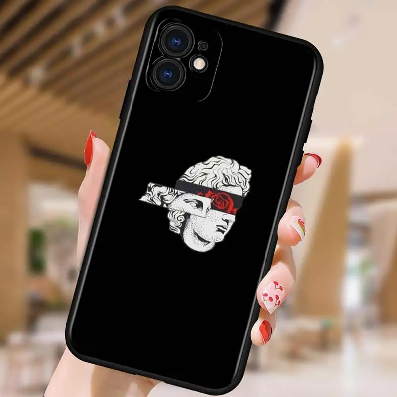 

Art David Statue for iPhone 5 5S 6 7 8 X XR XS 11 SE 12 2020 mini Plus Pro MAX TPU Black Soft Cover