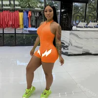 Playsuit Women Reflective Overalls Streetwear Summer Rompers Sleeveless Sexy Short Jumpsuit Female Plus Size S-5XL Bodycon 2