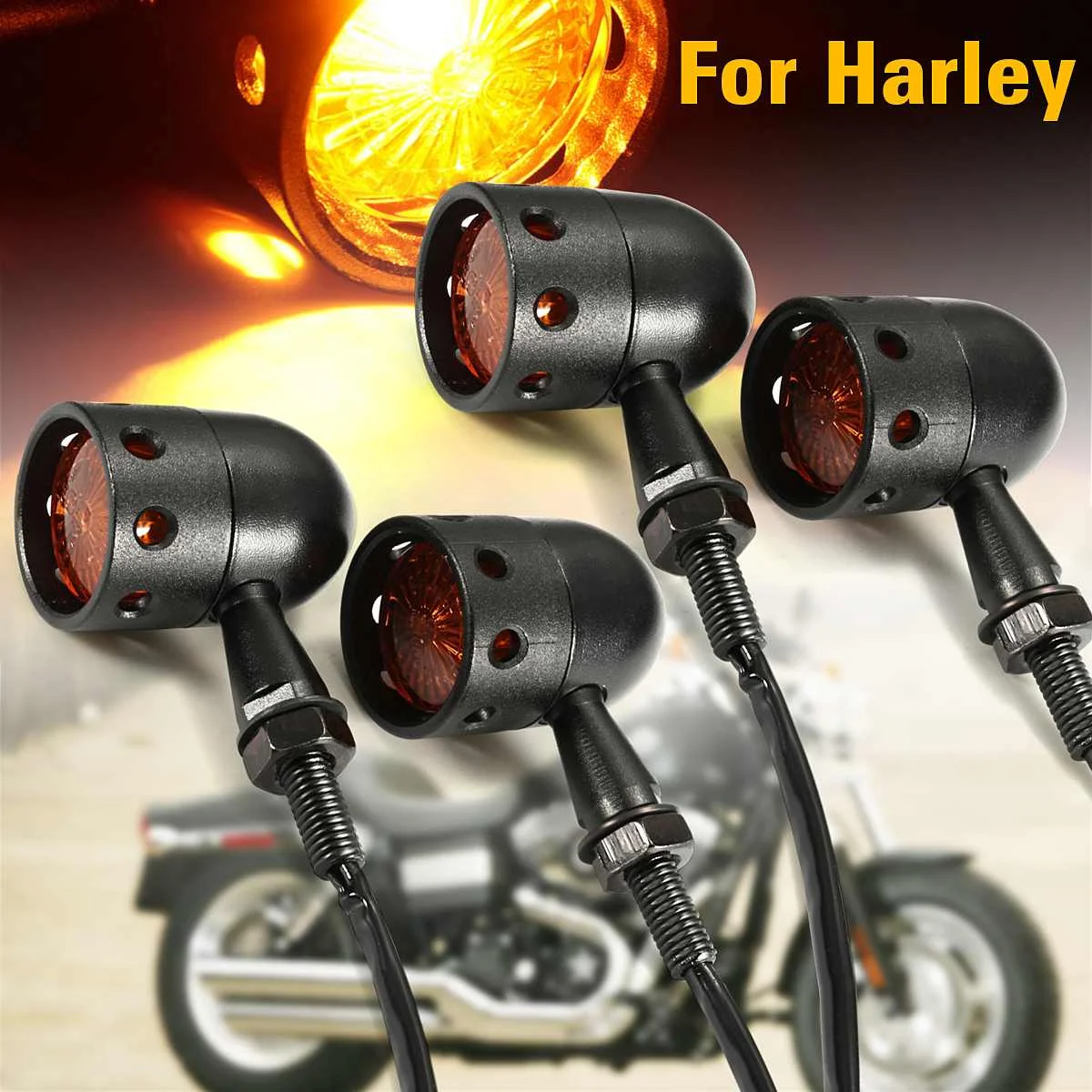 

NEW Pair Universal 12V Motorcycle Turn Signal Light Retro Vintage Hollow Indicator Lamp Amber For Harley/Suzuki/Yamaha