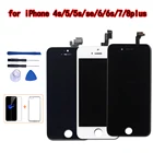 ЖК-дисплей для iPhone, сменный сенсорный экран для iPhone 6 7 8 6S Plus iPhone 5 5C 5S SE, без мертвых пикселей + закаленное стекло + инструменты + ТПУ