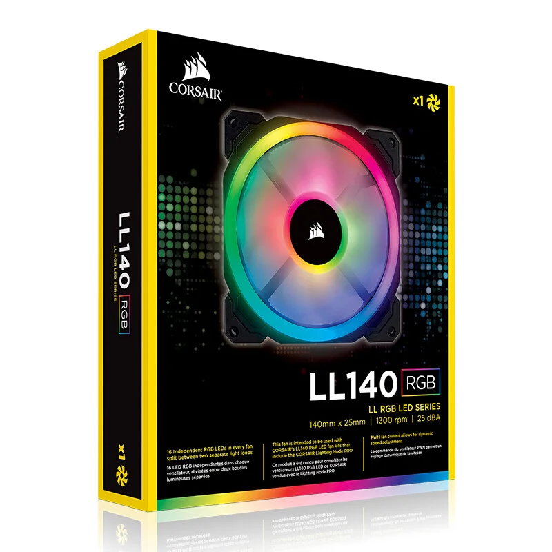 Corsair LL Series LL120 LL140 RGB двойная световая петля LED PWM один вентилятор упаковка 3