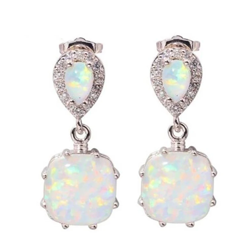 

Fashion White Blue Aobao Dangle Drop Earrings Women Trendy Geometric Female Luxury Shining Micro Inlaid White Zircon Earring