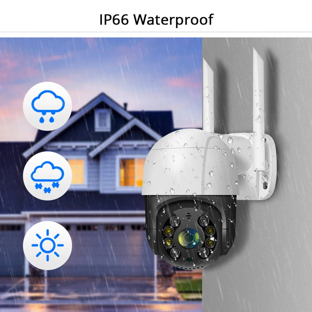 Беспроводная внешняя фотокамера Hiseeu 1080P 5 кратное увеличение PTZ управление IP