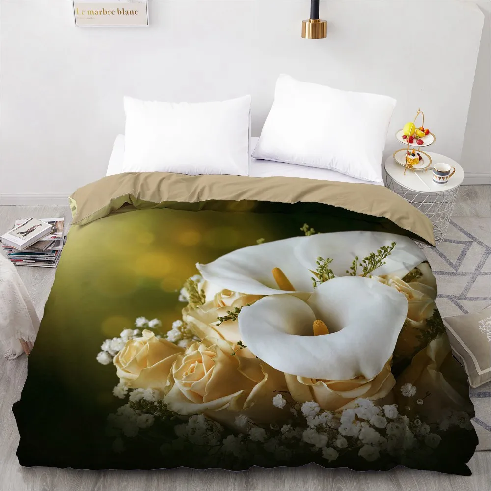 

3D Duvet Cover Custom 210x210 245x210 Comforter/Quilt/Blanket case Adult Queen King Bedding For Wedding Flower Drop Ship