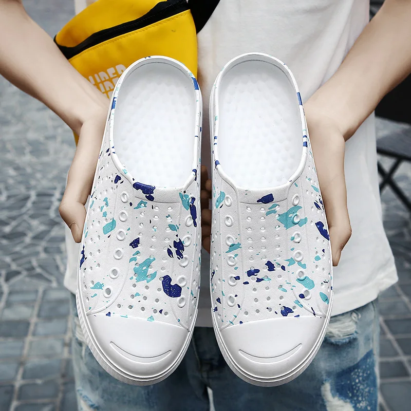 Summer Foreign Trade Couples ban tuo xie Closed-toe Hollow out Large Size Beach Lightweight Breathable Soft Bottom Sandals | Обувь