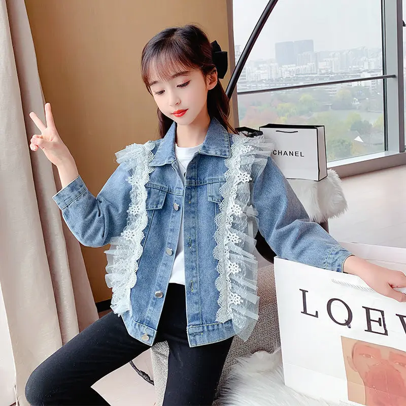 

New 2021 Spring Autumn Toddler Kids Girls Denim Jean Casual Jacket Children Button Coat Outwear Tops Girls Fashion Clothes W86